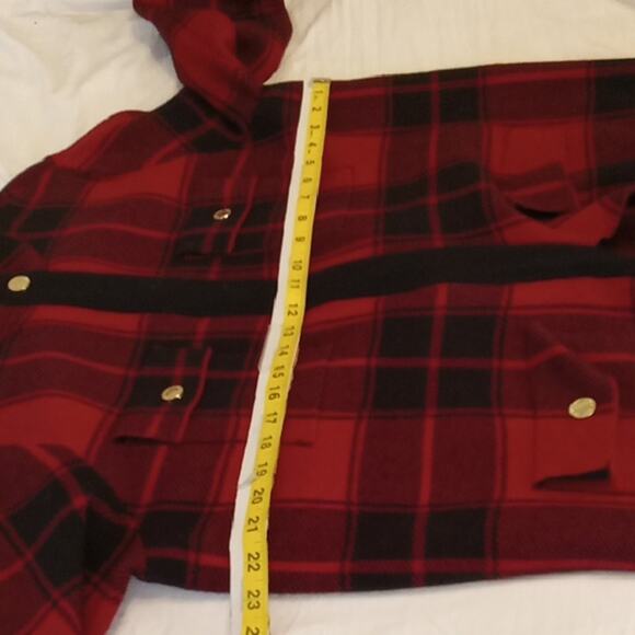Anne Klein Women's XL Buffalo Check Zip up Red Black Sweater jacket. Vintage - Picture 7 of 9